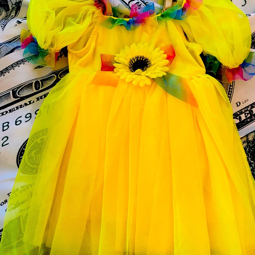KIDS YELLOW COSTUME DRESS, BALLERINA RECITAL DRESS 2T- 3T